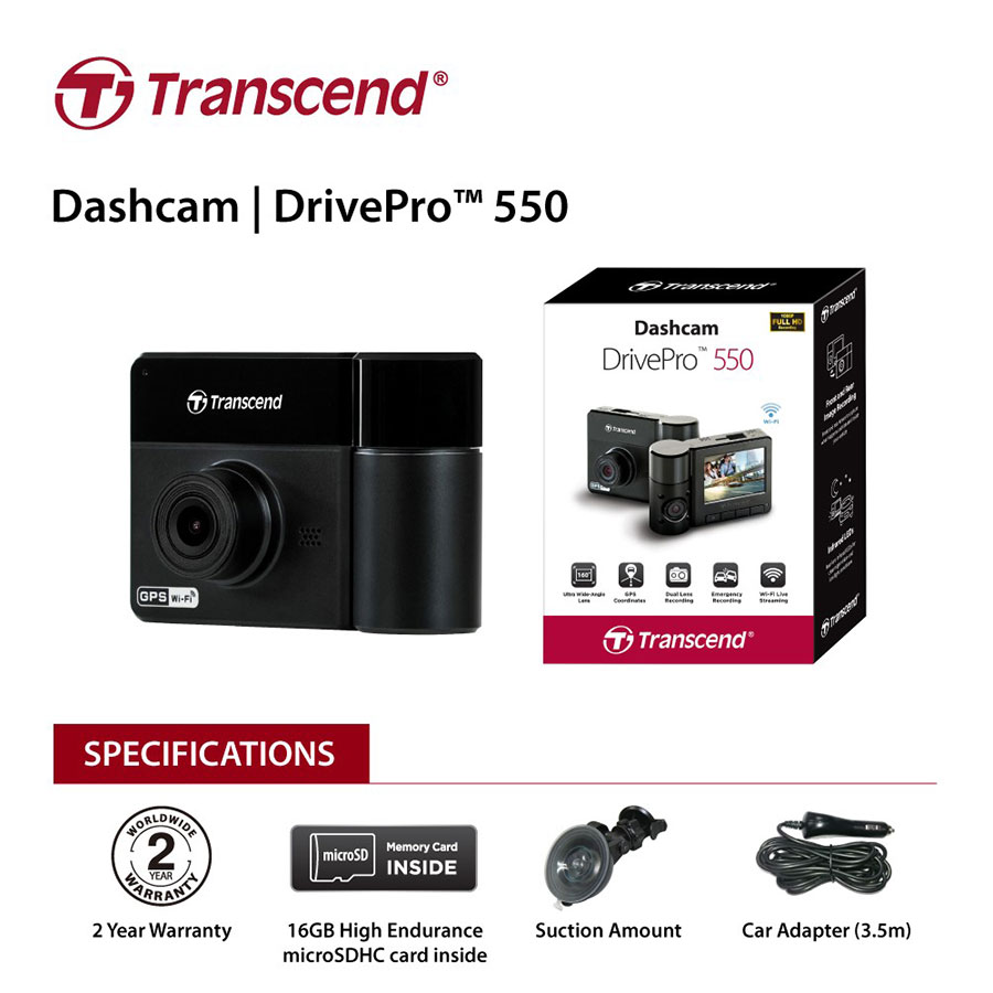 Camera hành trình xe hơi Transcend DrivePro 550
