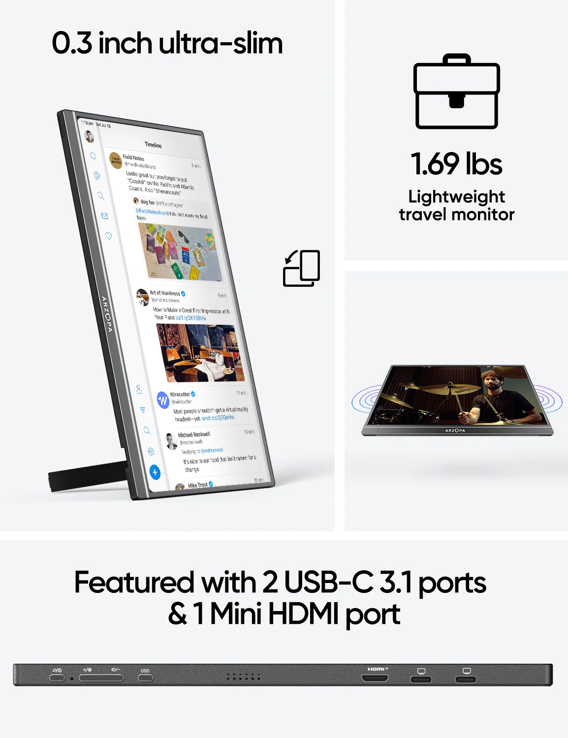 Màn hình di động Arzopa A1M 17.3-inch