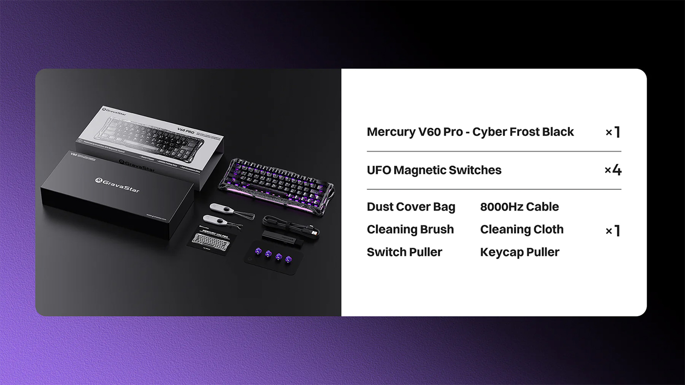 Bàn phím GravaStar Mercury V60 Pro Cyber Frost Black