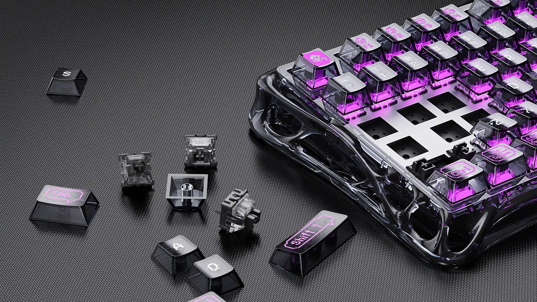 Bàn phím GravaStar Mercury V75 Lite Transparent Black