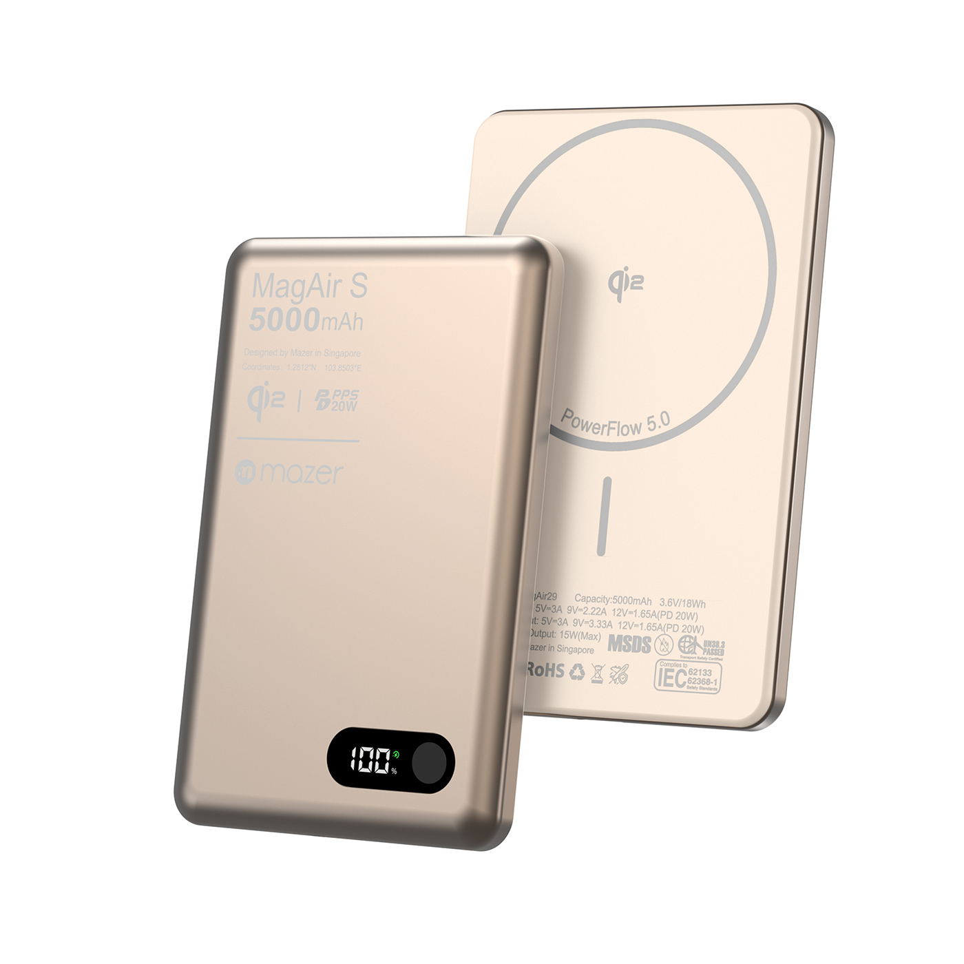 Pin sạc không dây Mazer MagAir29 Desert Titanium