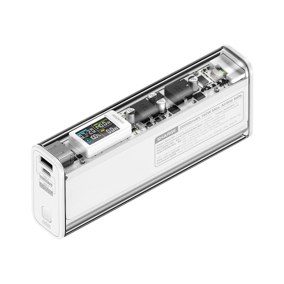 Pin trong suốt Shargeek 140 White